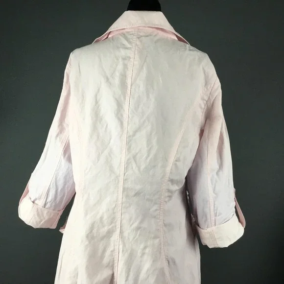 Tribal Jacket Womens 6 Pink Snap Front Roll Tab Sleeves Ruffle Pockets - Picture 8 of 13